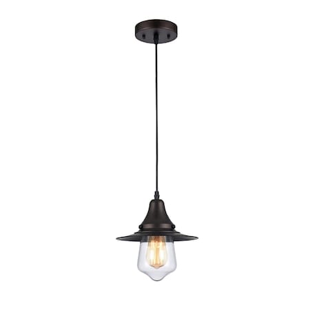 9 In. Shade Lighting Manette Industrial-Style 1 Light Ceiling Mini Pendant - Oil Rubbed Bronze